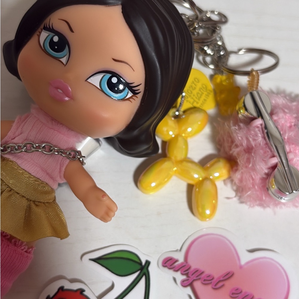 Pink and Gold Doll Keychain